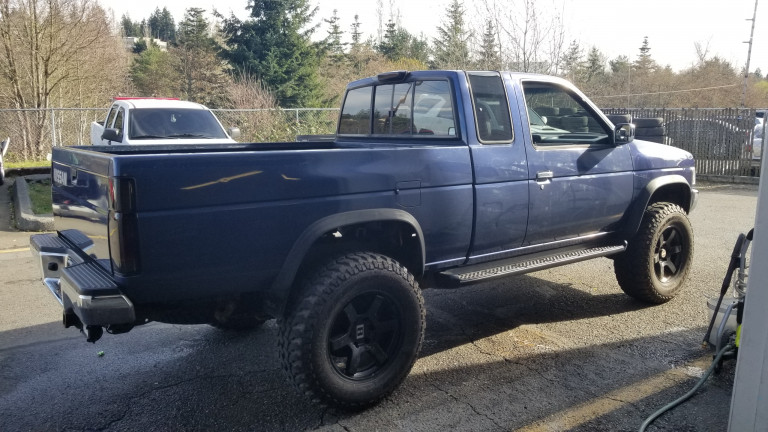 With lift kit, decal removal, new wheels and tires